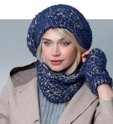 ست شال کلاه و دستکش سام فرانسوی داخل خز 508