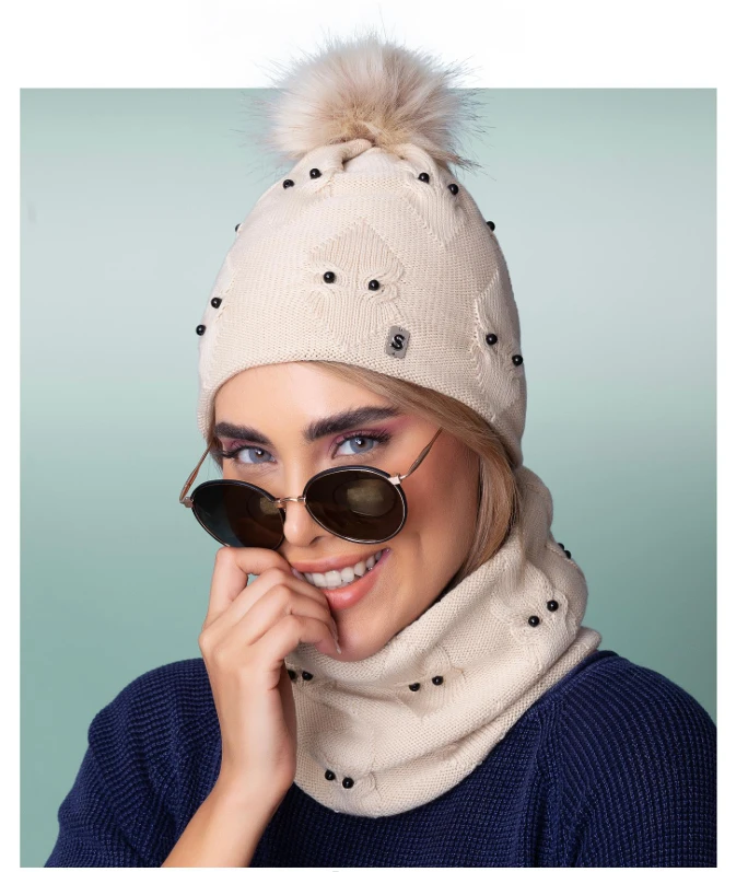 ست شال و کلاه سام داخل خز مروارید دوز 536