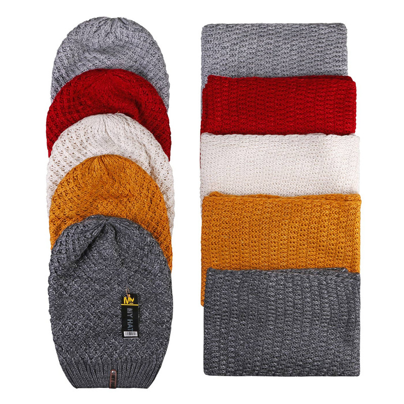 ست کلاه و شال گردن بافتنی فرانسوی لمه