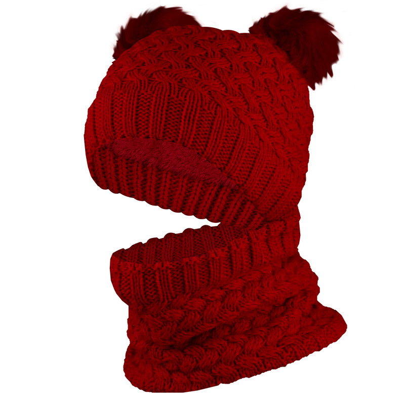 ست شال و کلاه بافتنی بچگانه داخل خز