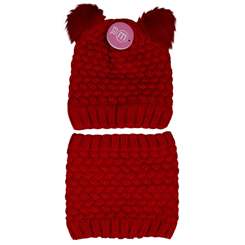 ست شال و کلاه بافتنی بچگانه داخل خز