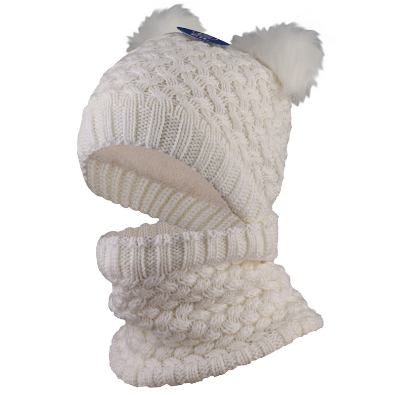 ست شال و کلاه بافتنی بچگانه داخل خز