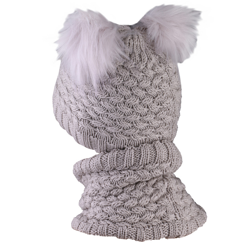 ست شال و کلاه بافتنی بچگانه داخل خز