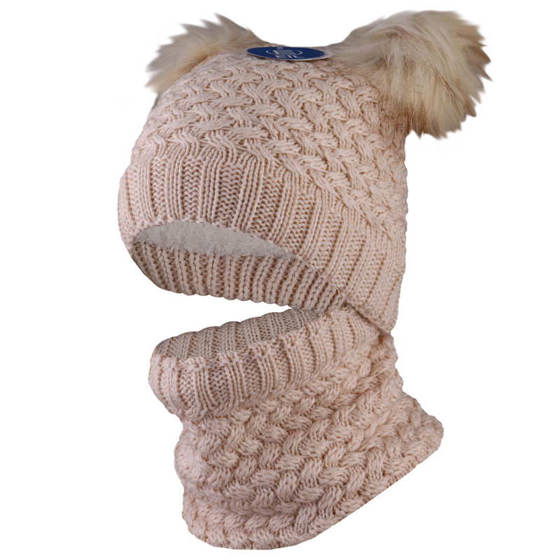 ست شال و کلاه بافتنی بچگانه داخل خز