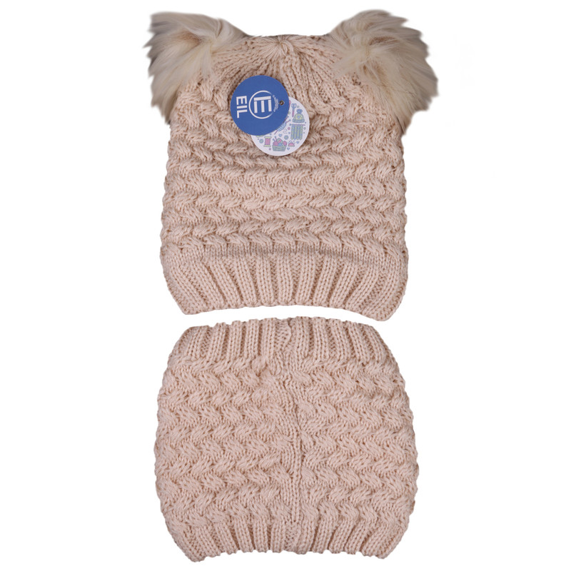 ست شال و کلاه بافتنی بچگانه داخل خز