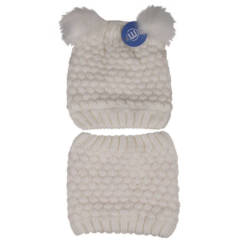 ست شال و کلاه بافتنی بچگانه داخل خز