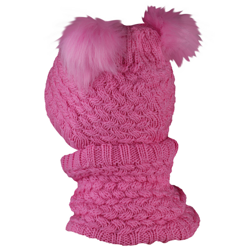 ست شال و کلاه بافتنی بچگانه داخل خز