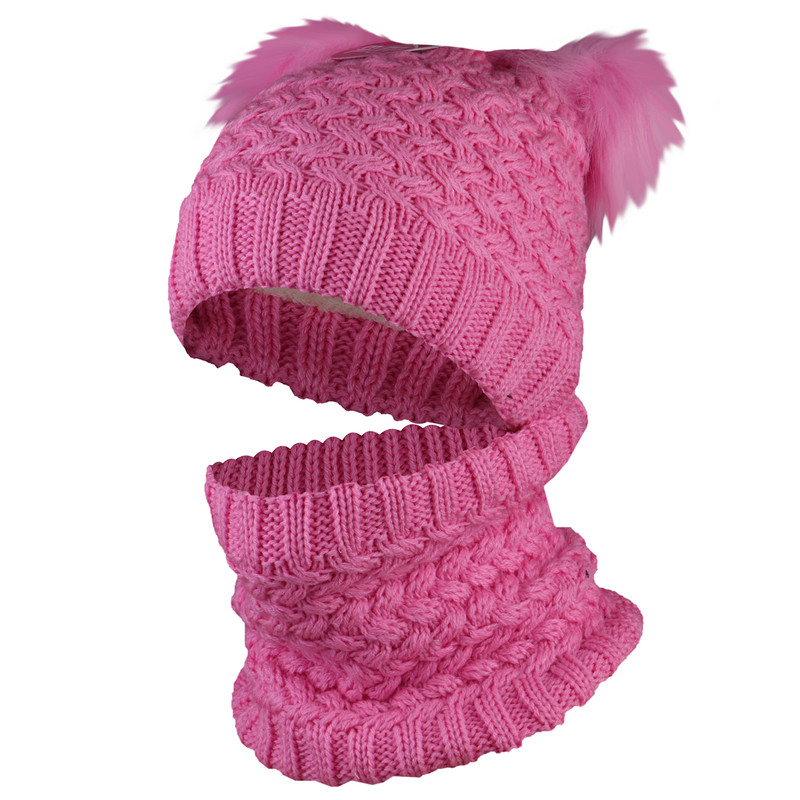 ست شال و کلاه بافتنی بچگانه داخل خز