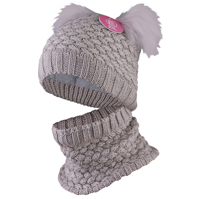 ست شال و کلاه بافتنی بچگانه داخل خز