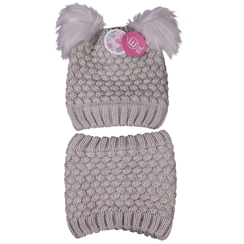 ست شال و کلاه بافتنی بچگانه داخل خز