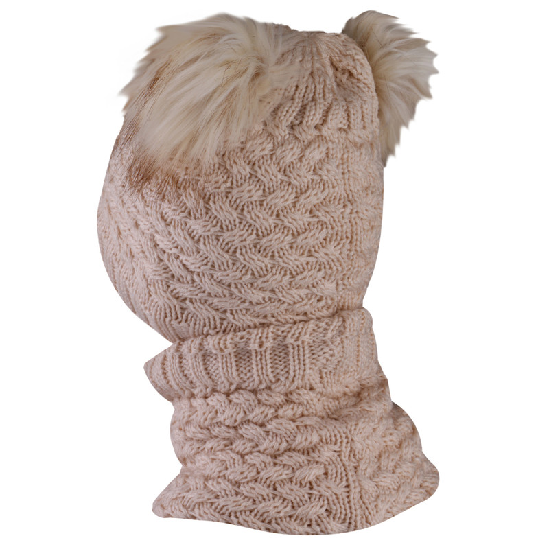 ست شال و کلاه بافتنی بچگانه داخل خز