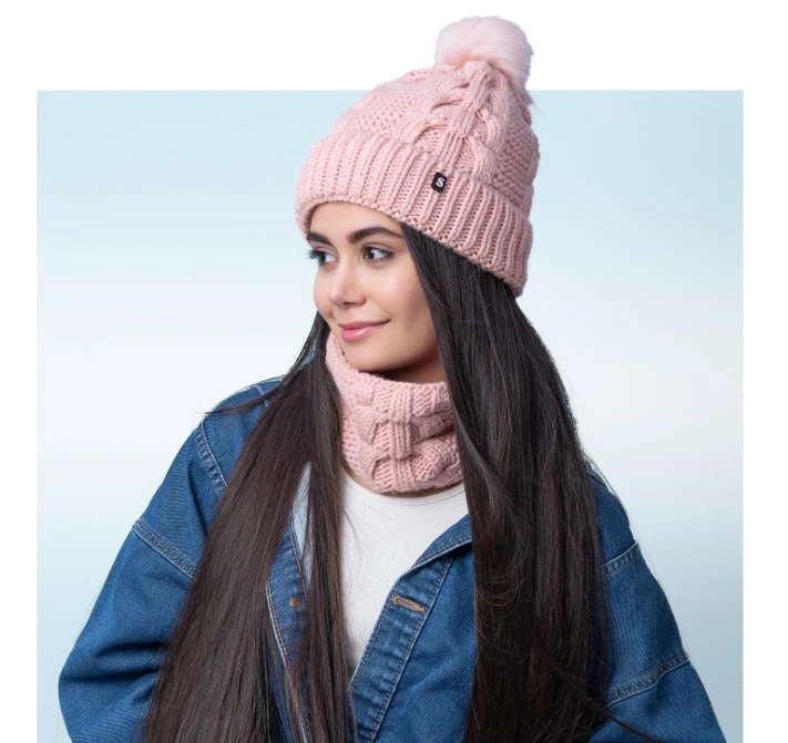 ست شال و کلاه بافتنی سام داخل خز 502