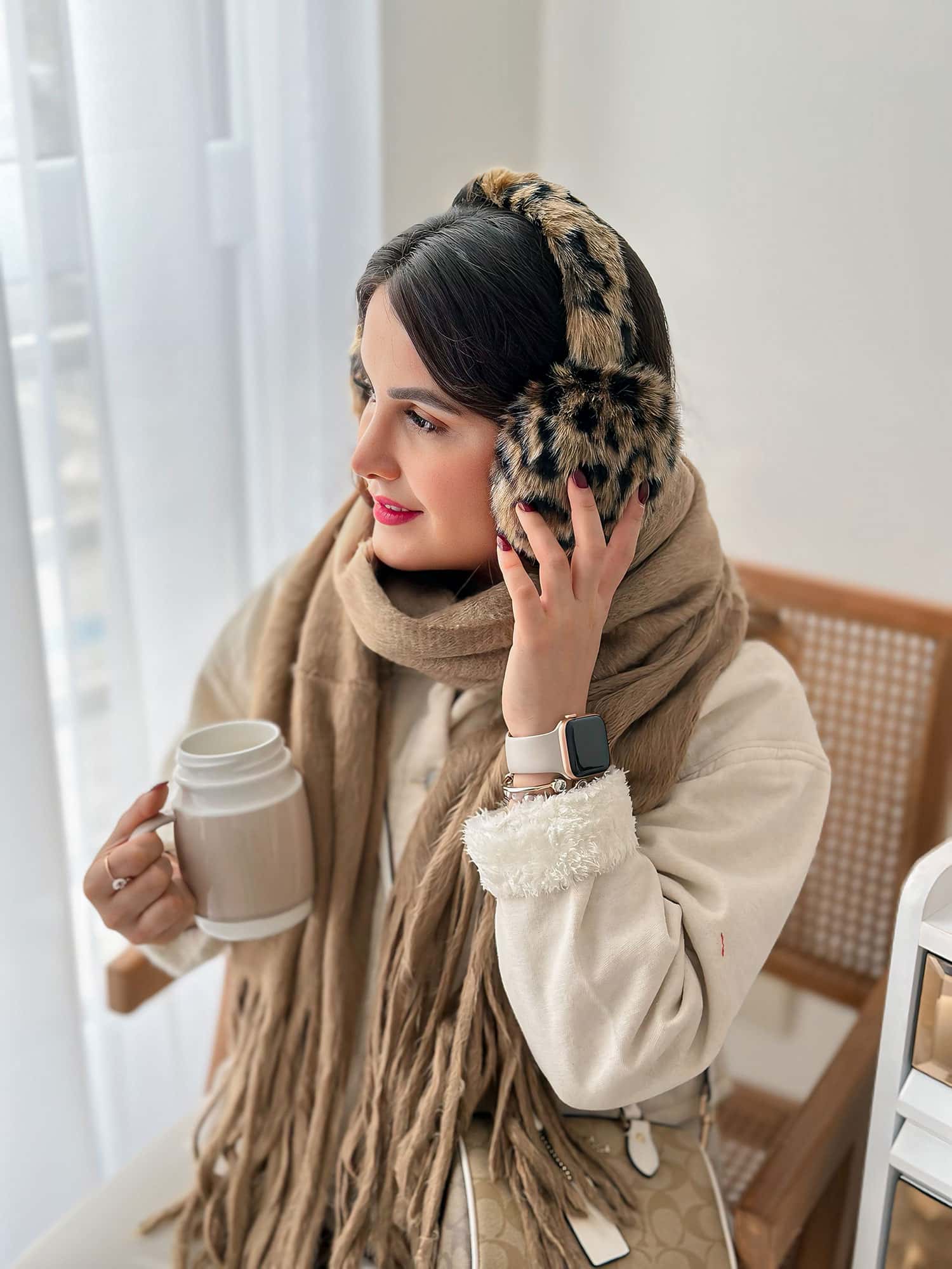 گوش گیر زمستانی مدل تاشو خز پلنگی