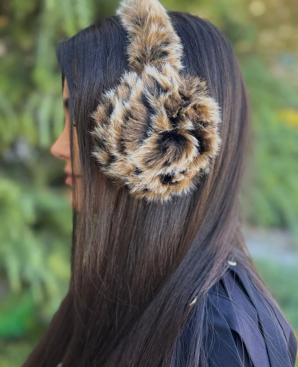 گوش گیر زمستانی مدل تاشو خز پلنگی