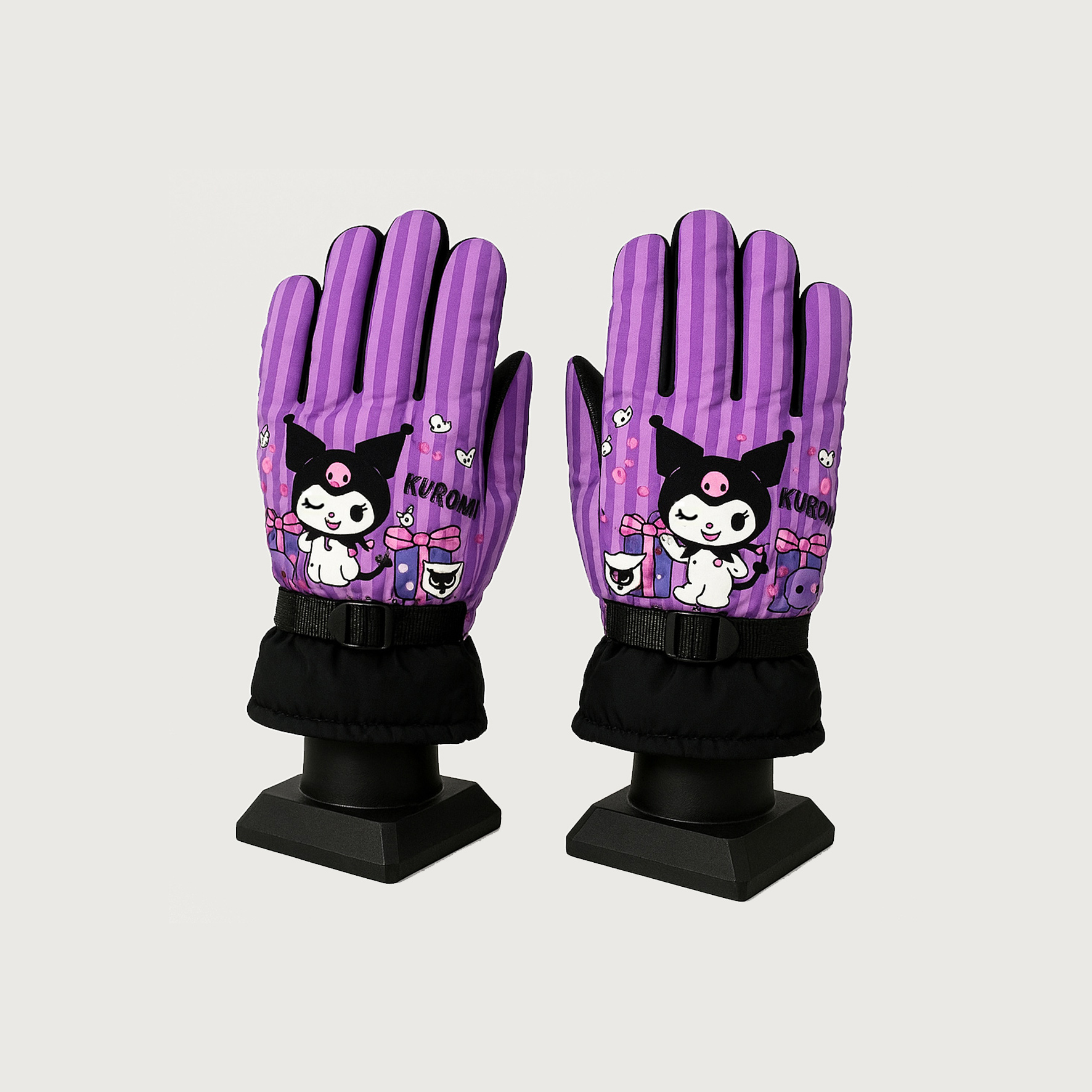 دستکش بچگانه شمعی ضد آب آستر خز راه راه