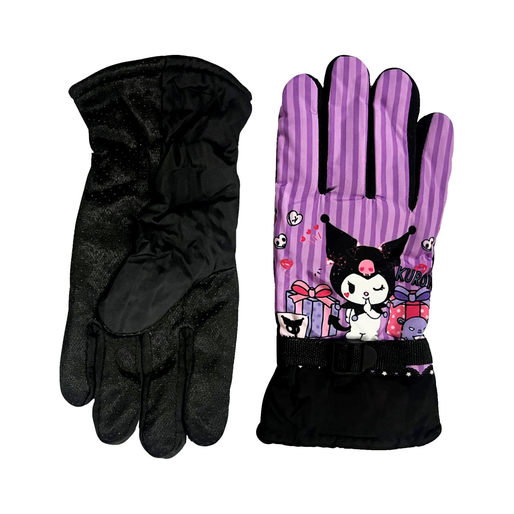 دستکش بچگانه شمعی ضد آب آستر خز راه راه