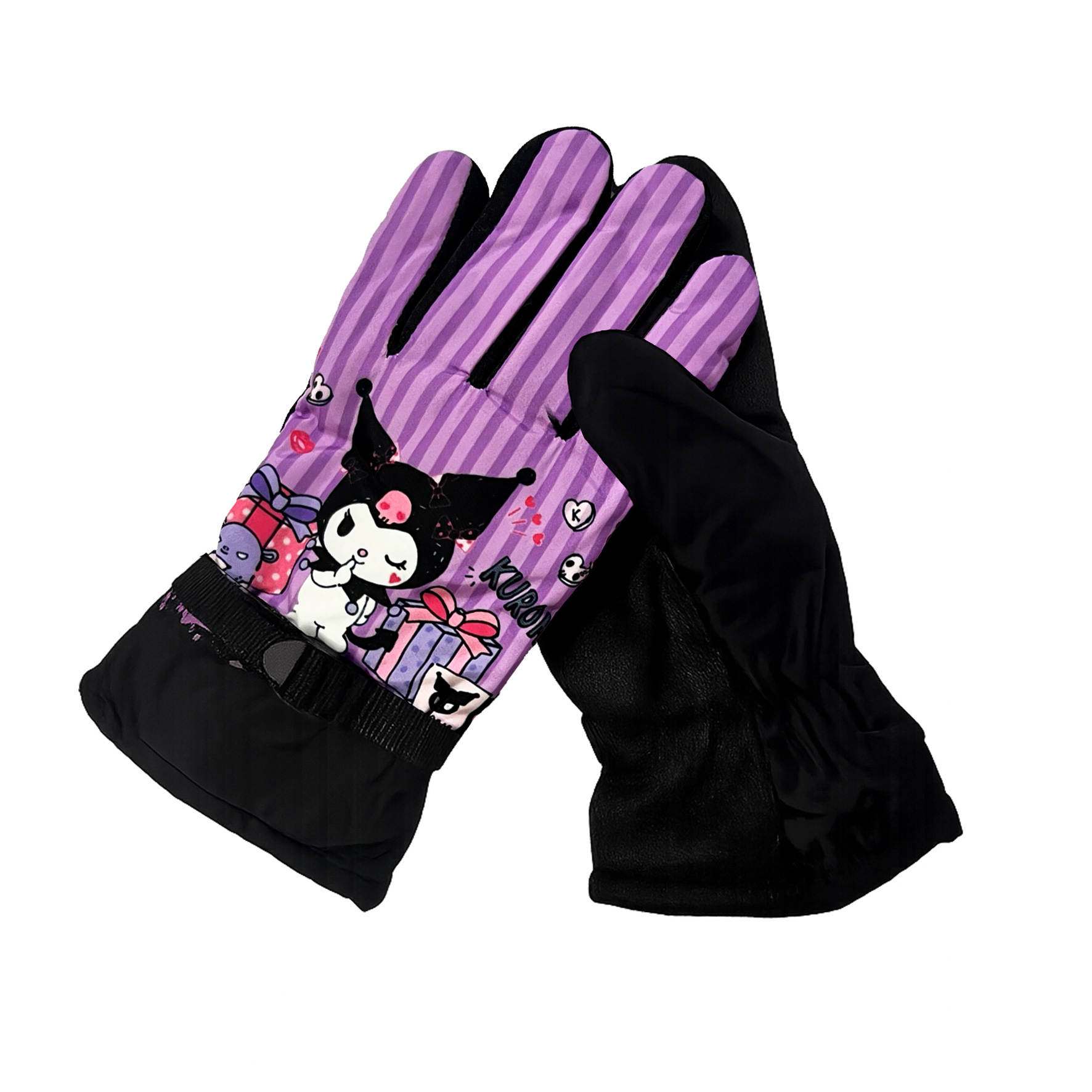 دستکش بچگانه شمعی ضد آب آستر خز راه راه