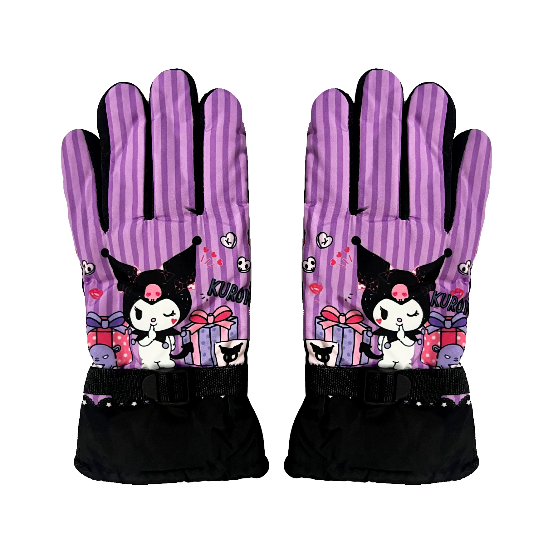 دستکش بچگانه شمعی ضد آب آستر خز راه راه