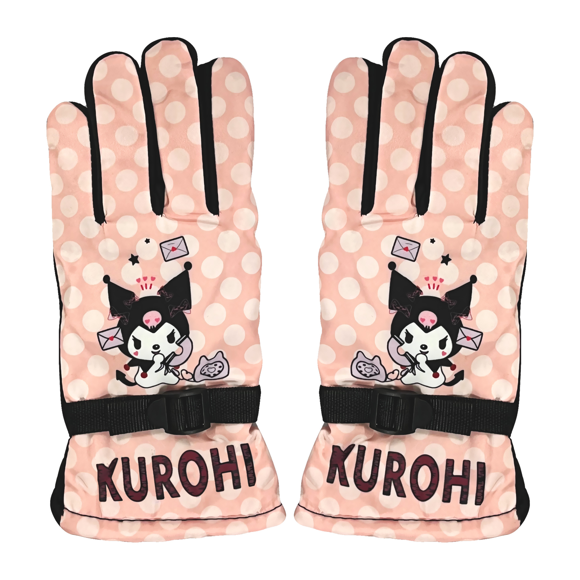 دستکش بچگانه شمعی ضد آب آستر خز کرومی توپ توپی